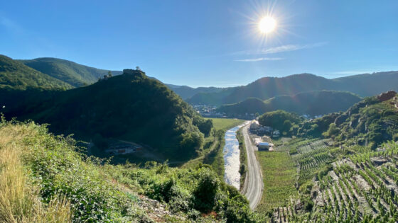 Burg Saffenburg Ruinen über dem Ahr vom Rotweinwanderweg